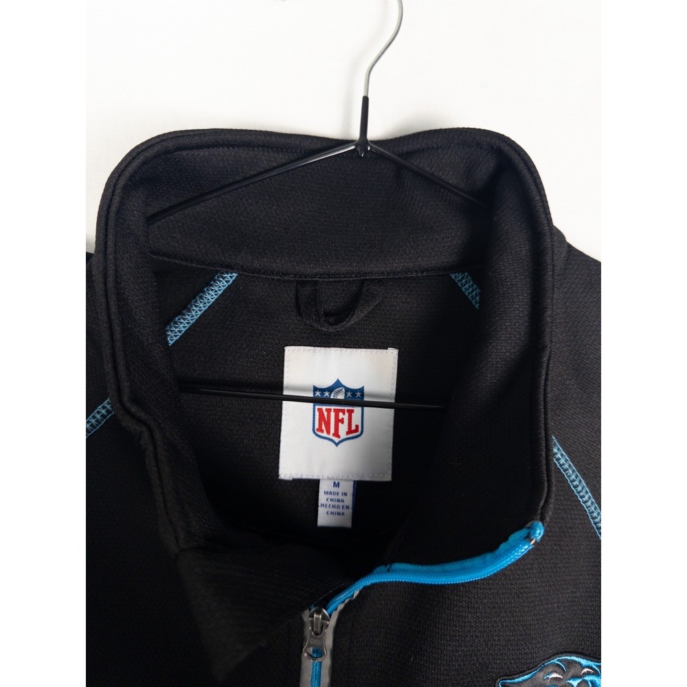 VTG NFL Carolina Panthers Jacket Mens Full Zip M‎ Black Blue Logo Outdoor - Picture 3 of 7